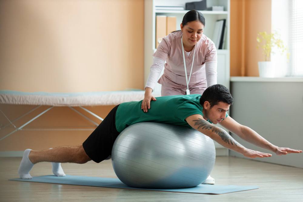 A physical therapy session in progress