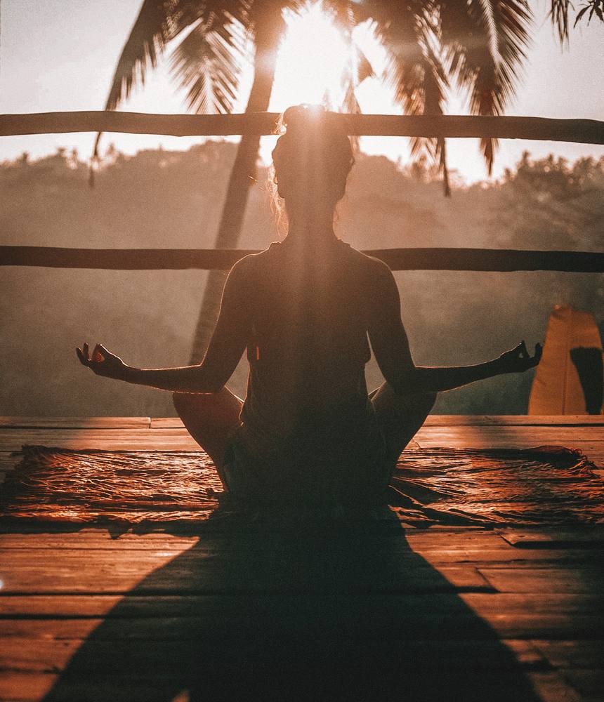 A moment of quiet mindfulness at sunset